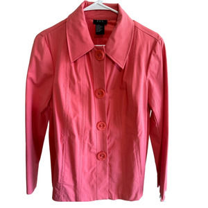 R.Q.T Women's Long Sleeve Button Up Princess Cut BLazer/Jacket Coral M